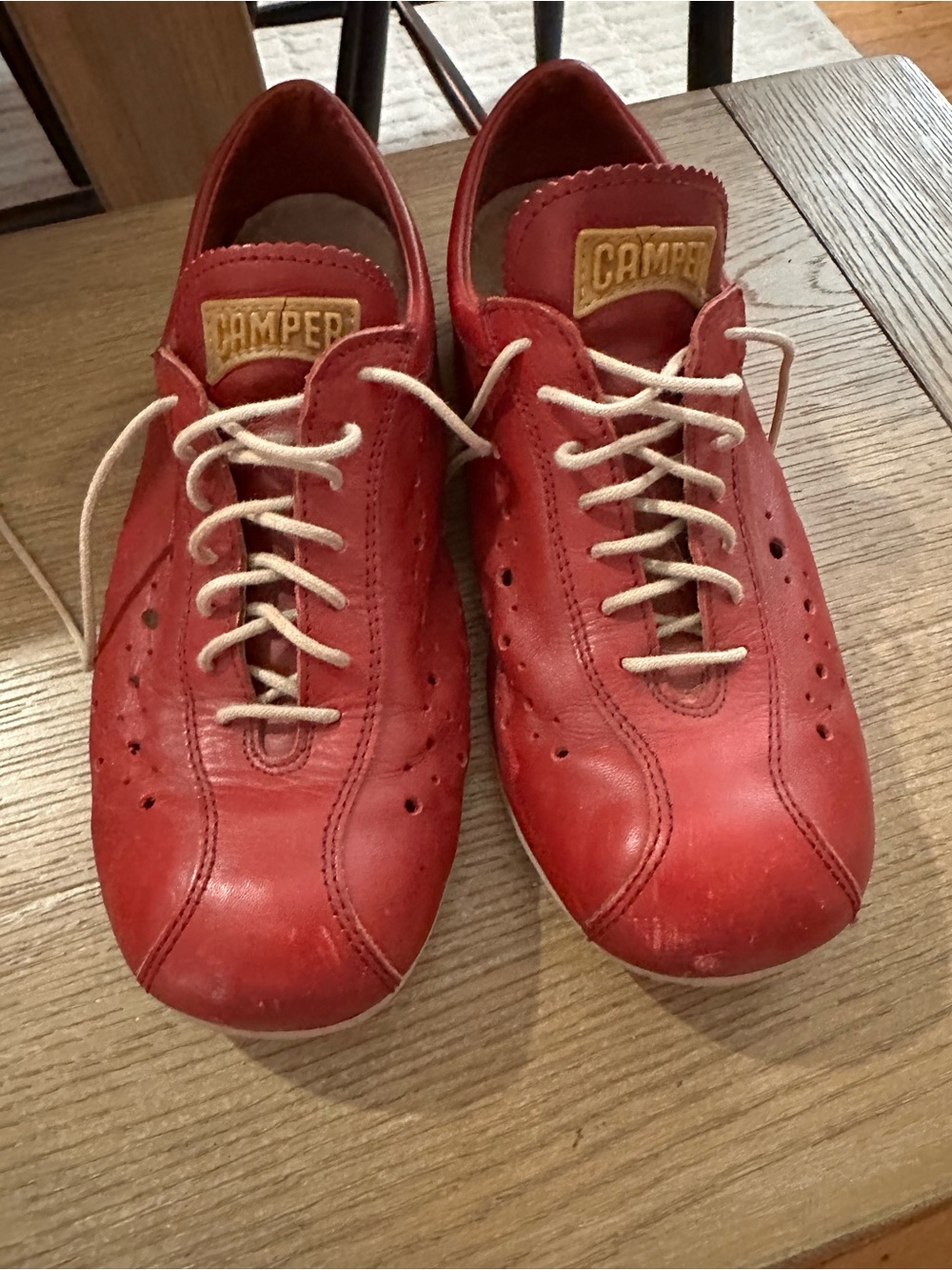 Vintage Camper Peu Red Leather Sneakers - Sz 39